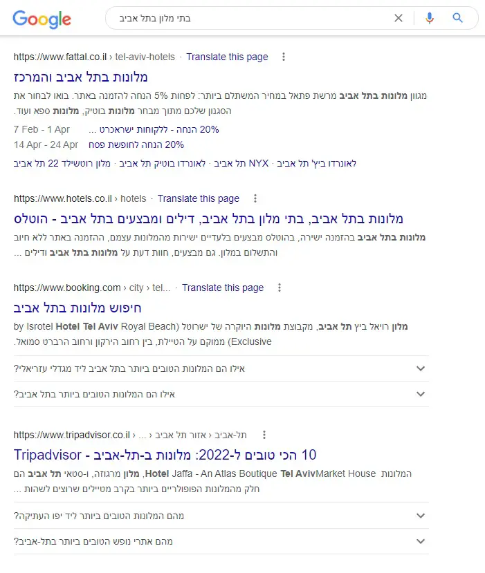 SERP with questions