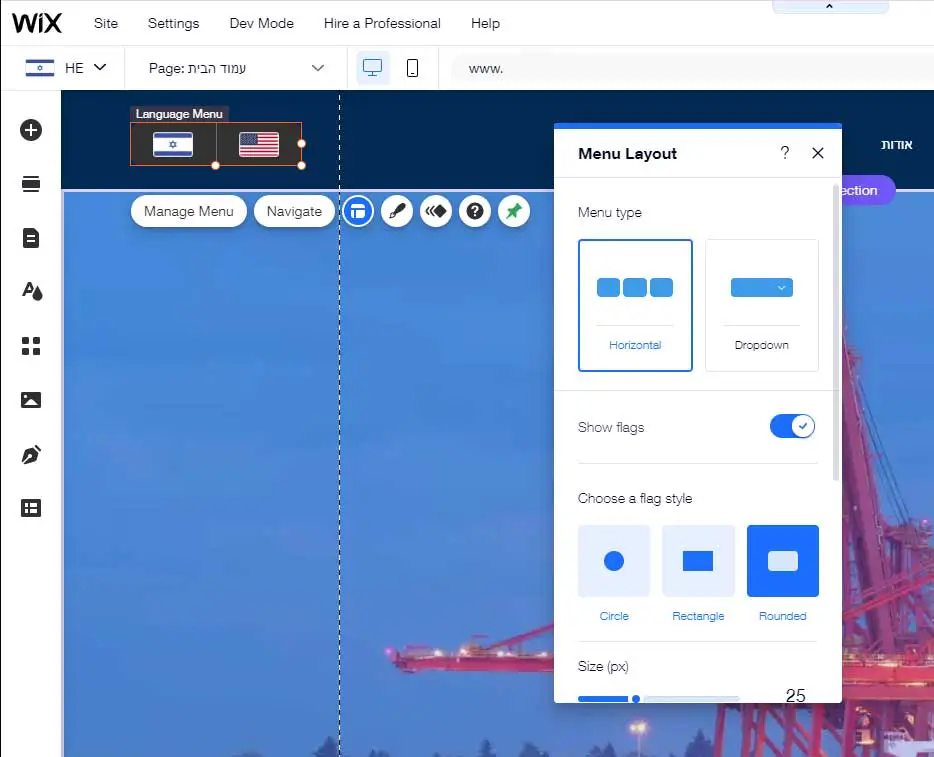 Language Menu in Wix